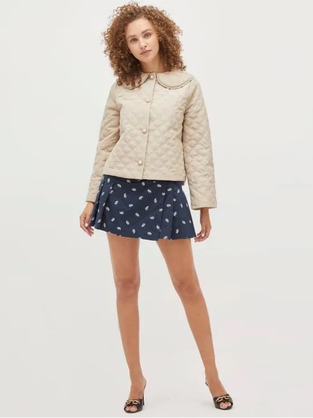 Hill House Navy Floral Mini Skirt